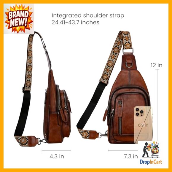Amazon.com | S-ZONE Fanny Packs for Women Genuine Leather  Leather Sling Bag Crossbody Fanny Pack Multi-Pocket RFID Travel Chic Adjustable